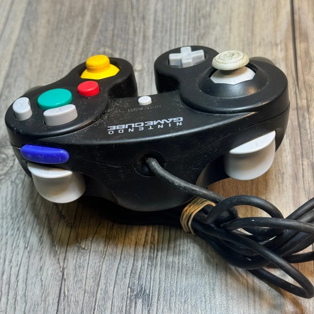 Official Nintendo GameCube Black Controller DOL-003 Wired OEM Tested & Working